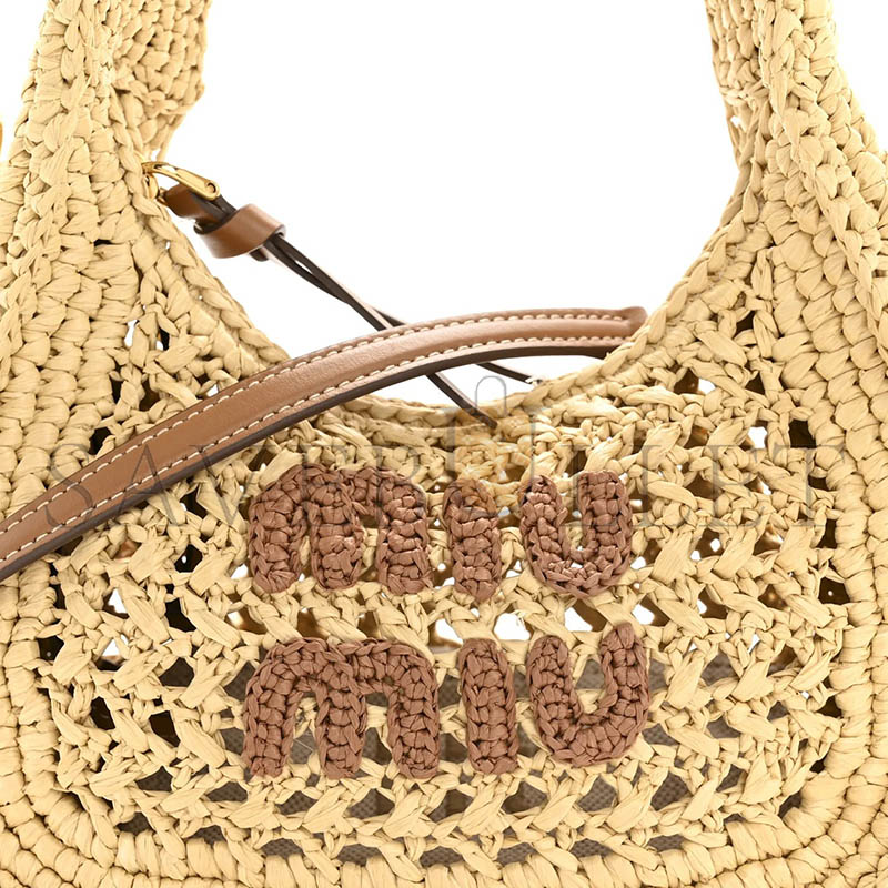 MIU MIU WANDER RAFFIA HOBO BAG 5BC125 (20*17*6cm)